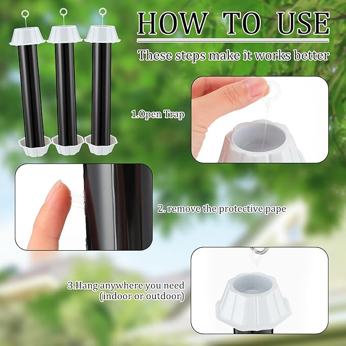 Qualirey Fly Traps for Indoor Outdoor Hanging Fruit Fly Stick Trap Sticky Mosquito for Home Insect 10 x 2.5 Inches(Black8 Pcs)