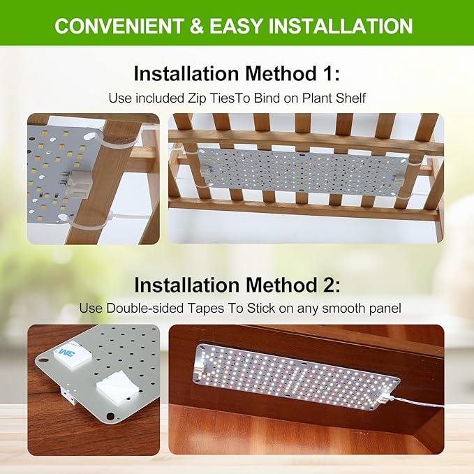 4Panel Grow Lights for Indoor Plants Seed Starting Veg Pot Plants Bonsai with Timer 4/8/12/16/20H Ultra-Thin Under Cabinet &amp Shelf Full Spectrum LED Plant Growing Lamps Multi-Panels Free Con