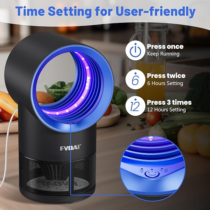 Fruit Fly Trap for Indoors Fly Traps for Home Gnat Traps House Indoor Indoor Insect Trap with Time Setting 10 Sticky Glue Boards (Blue)