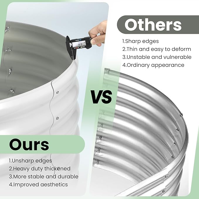Raised Garden Bed8x2x1ft Large Outdoor Planter Boxes Kit with Galvanized Steel Open-Ended Base Design Elevated Planter for Outdoor Plants Durable Raised Bed for GardeningWhite