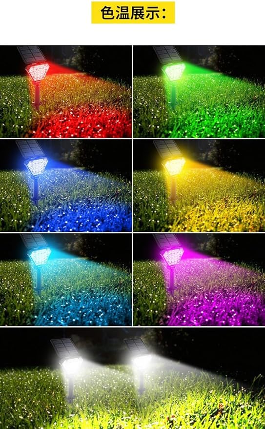 Solar Spot Lights Outdoor Solar Landscape Spotlights 2 Modes IP65 Waterproof Dusk to Dawn Solar Powered Flood Wall Lights for Outside Yard Garden Pathway (RGB)