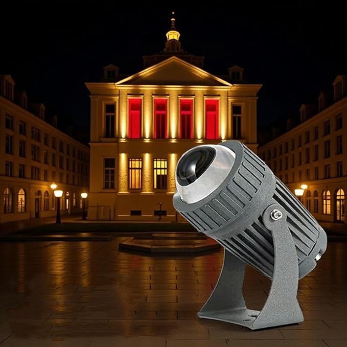 10W Rotation Spotlight - Long Range LED Flood Lights Narrow Beam Angle Landscape Lamps AC 220V Outdoor Wall Washer IP65 Building Exterior Wall Lighting Projector(Red)
