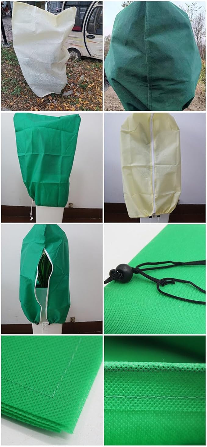Strengthened Fabric Winter Barrier Protect Highlighting Slide Cord for Trees and Large Herbage 200x240cm White Cream Green Large Plant Security Protect