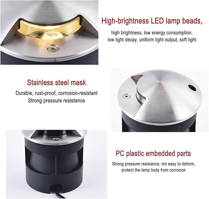 3W Ground LED Landscape Lamp Side Emitting Outdoor Buried Lights IP67 Waterproof Garden Decorative Floor Lamp AC 110V Low Voltage Recessed Deck Spotlight