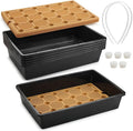 5 Pack Nursery Pots Trays with Removable Mesh Drainage Mat Plastic Seed Starter Trays (17x12x3.5) with Drainage Hole Propagation Kit for Seedlings Microgreens Plant Germination (Black)