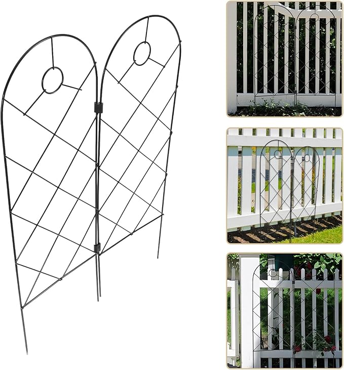 2pcs Iron Plant Climbing Frame and Garden Trellis Support for Outdoor Potted Flowers Sturdy Vine Climbing Rack Foldable Design for Vegetable and Orchid Growing