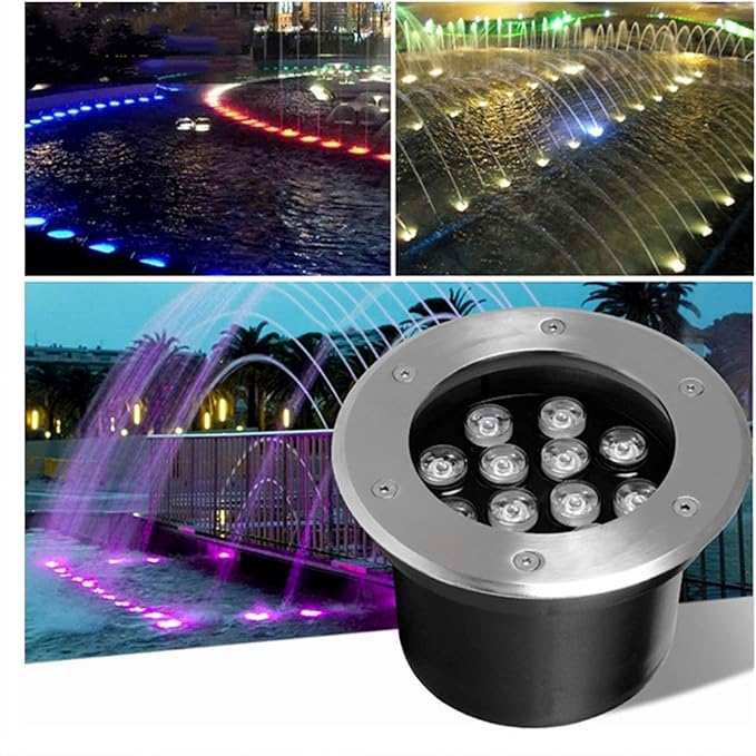 Recessed Ground Spotlight - RGB Ground LED Landscape Lights Outdoor Buried Lights IP67 Waterproof Garden Courtyard Floor Lamp for Driveway Deck Stair Step Yard Fence Garden Pathway36W 18W (Rg