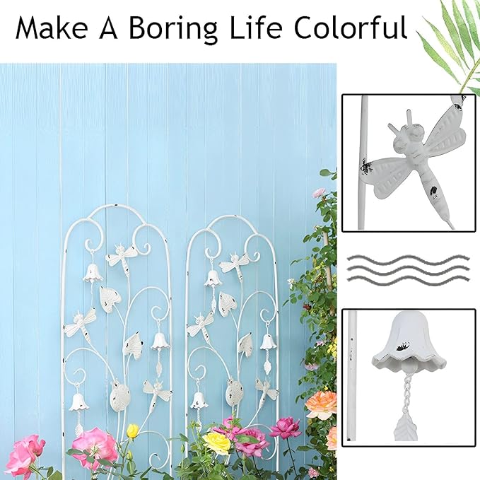 1Pc White Garden Trellis Metal Plant Support Freestanding Garden Support for Climbing Plants Flowers Ivy Roses Clematis
