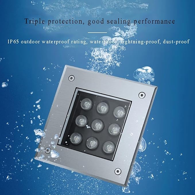 Ground LED Landscape Lights Square Buried Lights AC85-265V LED Spotlights Outdoor Recessed IP66 Waterproof In-Ground Lamp for Driveway Garden Pathway Patio Deck Landscape Lamp(Purple9w)