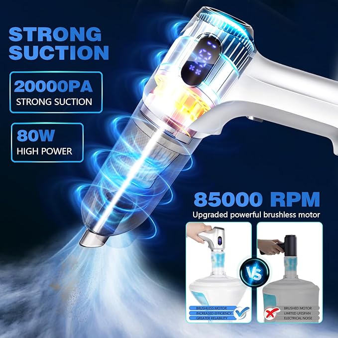 Bug Vacuum CatcherCordless Handheld Vacuum Cleaner RechargeableHigh Power Portable Bug Catcher Handheld Vacuum Cordless Indoor with LED FlashlightSmall Spider Catcher Use for Home Car (Silver)