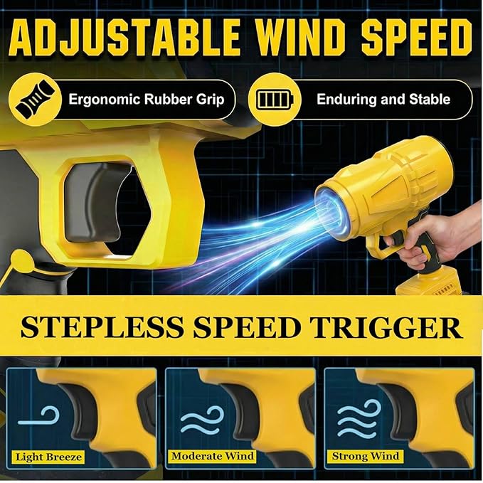 Leaf Blower Cordless 21V Electric Handheld Leaf Blower with 2 x 4.0Ah Batteries 3 Extended Nozzle Adjustable Speed Lightweight Blower Portable Dust Cleaner for Lawn Care Patio Cleaning Leaves