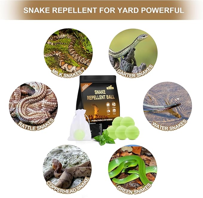 30 Pack Snake Repellent for Yard Powerful Snake Away Repellent for Outdoors Moth Balls for Outdoor Use