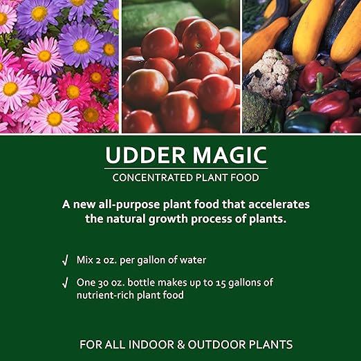 Earth Science Udder Magic Concentrated Plant Food for Indoor &amp Outdoor Plants— 30 oz—Nutrient Rich Fertilizer for Bigger Harvests &amp Blooms - Seed Starter for Vegetables Flowers Herbs Succul