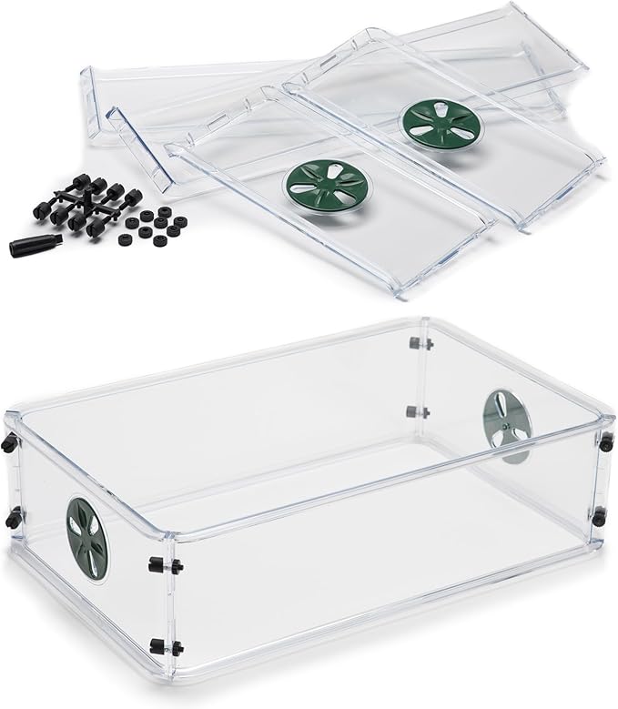 EarlyGrow Medium Seed and Herb Domed Propagator with Vented Side Height Extension and Security Clip SetGreen