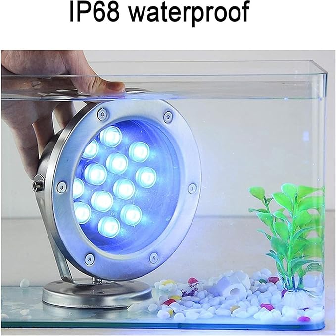 Underwater Pond Spotlight - Rotating Outdoor Spotlight 12V IP68 Waterproof RGB Garden Spotlights Adjustable Ground Lighting Floor Lamp/Underwater Light/LED UnGreen 3W