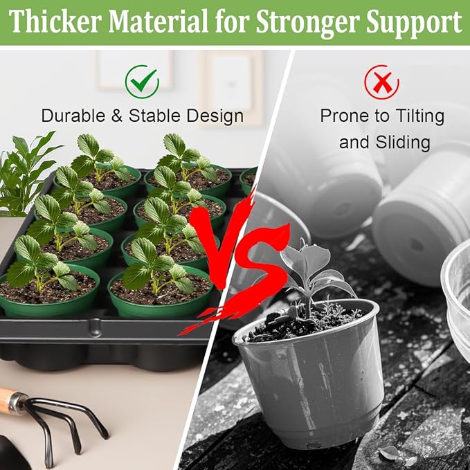 3 Inch Nursery Pots 100 Pcs with 5 Pcs 20 Cell Nursery Pot Trays 5 Sets Seed Starting Kit for Seedlings Propagation and Home Gardening Sturdy Green Seeds Starter Pot Tray Germination Set