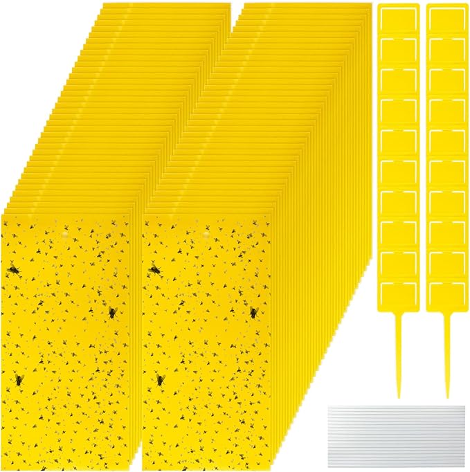 220 Pcs 7.9 x 4 Inch Sticky Traps for Plant Gnats Double Sided Sticky Traps with Twist Ties for Flying Killer Insect Indoor Outdoor Fungus Gnats Whiteflies Aphids (Yellow)