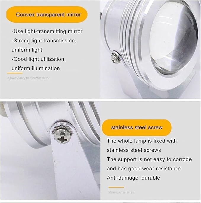 LED Swimming Pool Light- 10W Pond Fountain SpotLights Embedded Floor Lamp Underwater Lights 12V Waterproof IP68 Landscape Lighting(B- Yellows)