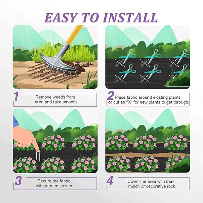 Heavy Duty Weed Barrier Landscape Fabric Garden Stakes Block UV Tear Resistant Ground Cover Mat Control for Agriculture Outdoor (Size : 2MX10M)