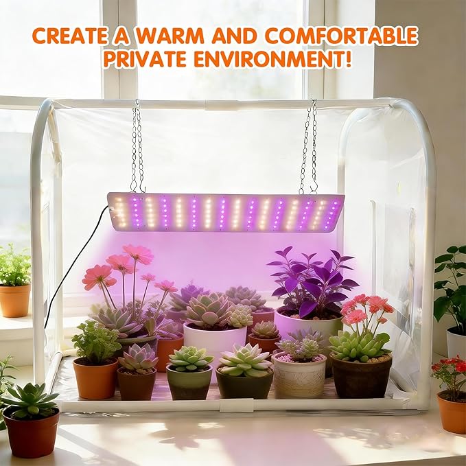 Mini Greenhouse with Grow Light for INDOOR OUTDOOR Metal Fram Tabletop GreenHouse with Waterproof Mat 3/9/12H Timer &amp Dimming Function for Seed Starting Mushroom Cultivation(23.6L x 15.7Wx 19