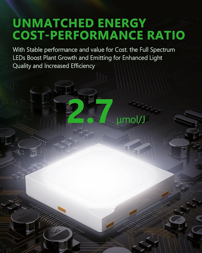 720W LED Grow Light 2.7 μmol/J Efficiency Dimmable Full Spectrum Grow Lamp for 4x4 5x5 ft Grow Tent Greenhouse Vertical Farms and hydroponics