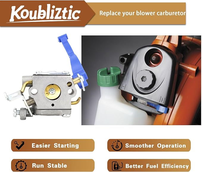125B Carburetor Tune Up Kit for Husqvarna 590460102 125B 125BV Handheld Leaf Blower Replace for Zama C1Q-W37 -With 125B Ignition Coil