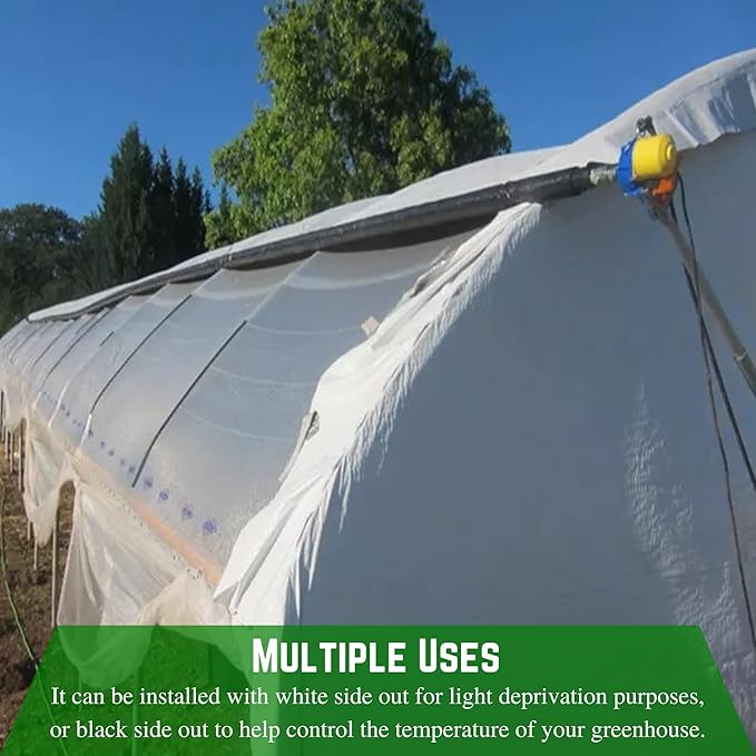 Farm Plastic Supply - Panda Film Light Deprivation Greenhouse Cover - 6 mil - (20' x 75') - 100% Blackout Tarp Black White Plastic Sheeting Green House Poly Film