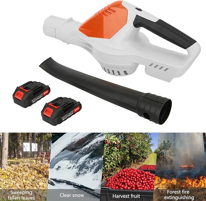 Leaf Blower Cordless24V Handheld Cordless Leaf Blower Electric Leaf Blower with 2 Batteries and 1 Charger Battery Powered Leaf Blowers for Lawn Care Patio Yard Black
