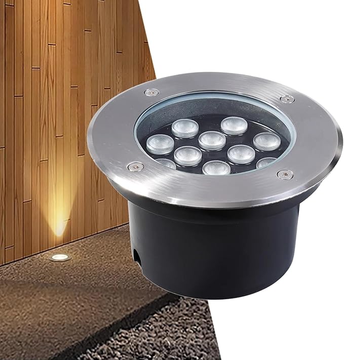 LED Underground Light - 24V Low Voltage Landscape Lamp IP65 Waterproof Embedded Garden Ground Lights for Pathway Patio Driveway Step Deck Landscape Lighting(Yellow Light18W)