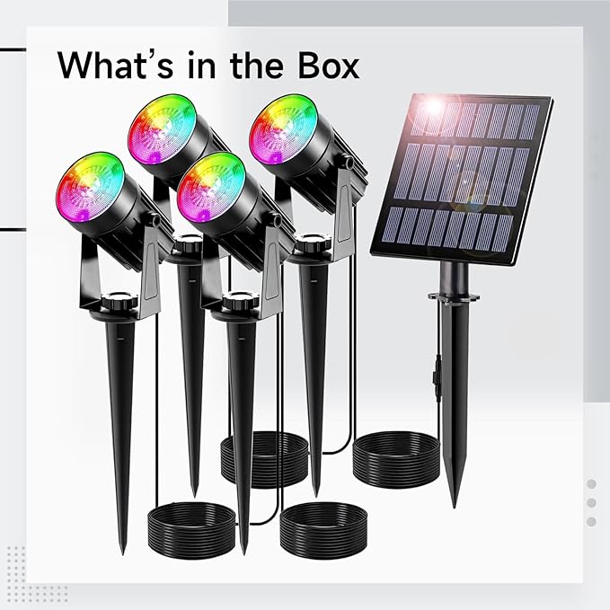 Solar Outdoor Changing Color Lights Led Spotlights Landscape Pathway Rgb Lights Garden Yard Weatherproof Installation Easy Savings Energy