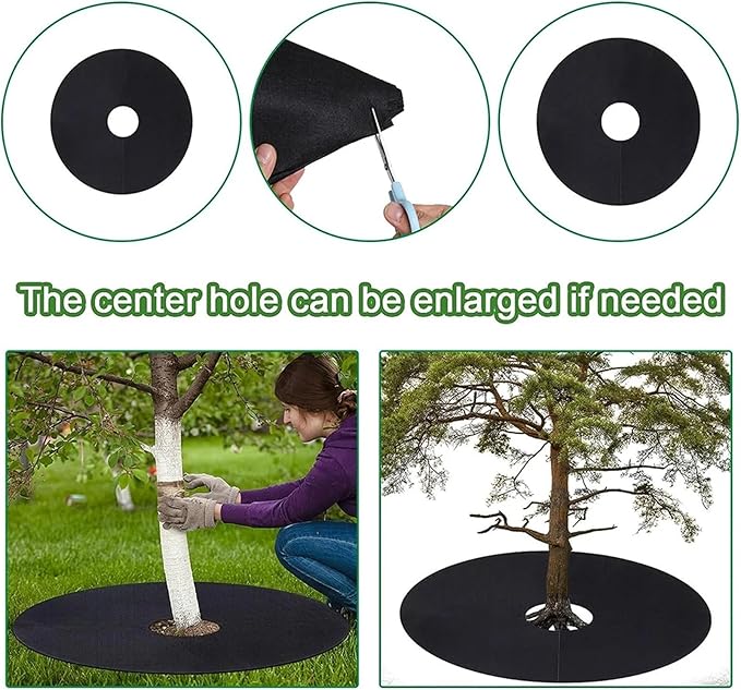 Non Woven Tree Mulch 10 Pack Non-Woven Tree Mulch Ring Reusable Weed Barrier Mat Used to Inhibit Growth and Control Plant Root Protection(42CMX42CMX5CM)