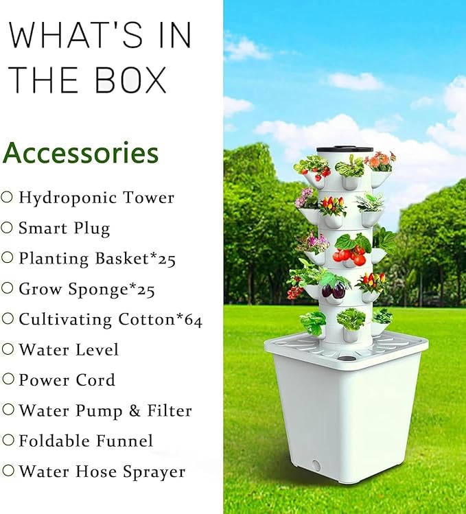30 -Pod Hydroponic Culture System Hydroponic Tower Interior Garden Intelligent Culture Kit Airplane Crop Kit with Moisturizing Pump Adapter Network Pots