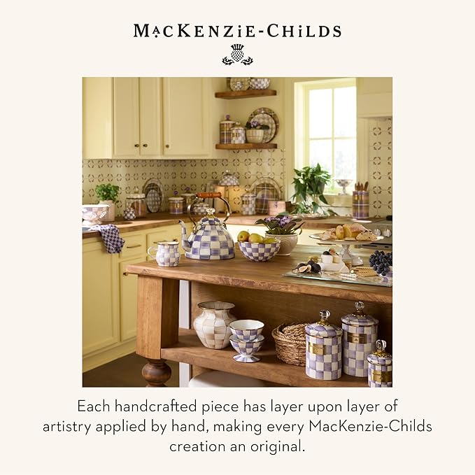 MACKENZIE-CHILDS Flowerpot Decorative Garden Pot for Growing Plants Large Purple-and-White Violet Check