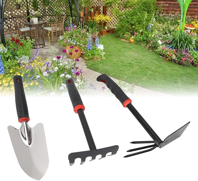 FLEXMAN 3Pcs Gardening Tool Set Portable Garden Hand Tools Heavy Gardening Kit Gardening Hand Tools Gardening Tools for Outdoor Activities and Small Gardens