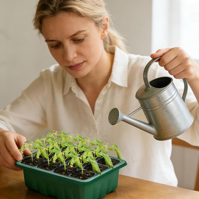 Seed Starter Tray with Grow Light 6-Pack 72 Cell Seed Starter Trays Germination Tray with Humidity Dome Timing Adjustable Brightness for Starting Vegetable Flower Indoor Herb Garden
