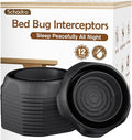 Bed Bug Interceptors 12 Pack Bed Bug Traps Insect Detector for Bed Sofa &amp All Furniture. 24/7 Monitor 360° Protection for Your Family's Peaceful Sleep Black
