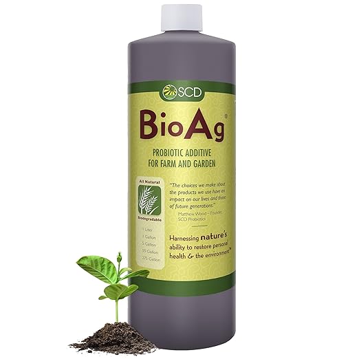 SCD BioAg – Organic Farm and Garden Soil Microbes Compost Starter with 12 Probiotic Strains Live Super Concentrate of Liquid Microorganisms Chemical-Free Soil Amendment by SCD Probiotics (1 Liter)