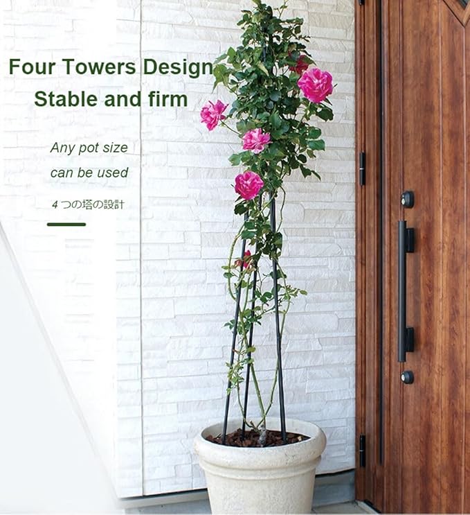 1 PC Garden Trellis Garden Obelisk Trellis for Climbing Plants Rustproof Teepee Plant Support Cage for Indoor and Outdoor Climbing Plants(3.9FT)(Size:180cm/70.8in)