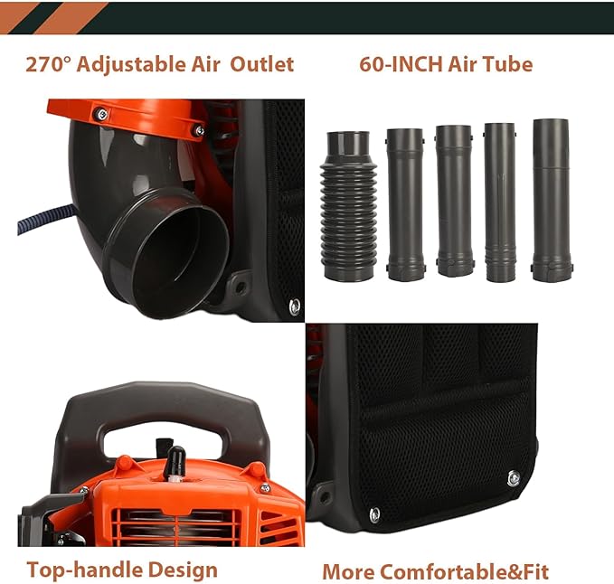 Backpack Blower 52CC 2-Stroke Gas Powered Leaf Blower with 550CFM Snow Blower for Commercial Lawn Care Yard Debris &amp Snow Removal Gifts for dad
