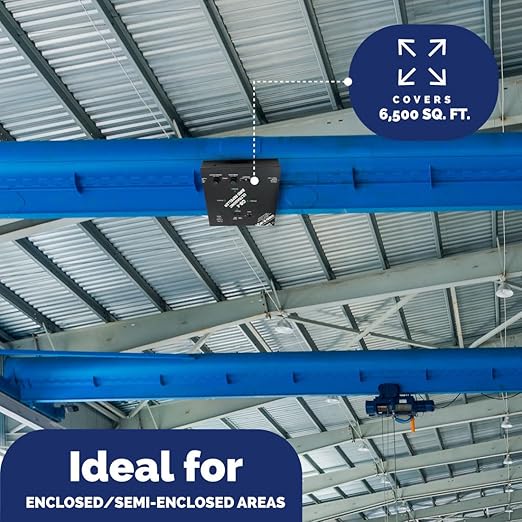 Bird-X Super Quadblaster QB-4+S Ultrasonic Bird Preventer with Optional Strobe Light and 4 Built-in Speakers Ideal for Indoors and Semi-Enclosed Areas Covers 6500 sq. ft.
