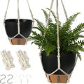 Self-Watering Hanging Planters for Indoor Plants Set 2-Piece Includes Plant Hanging Pot Drainage-Hole Hanging Pot and Hanging Basket Rack (10 Inches Black)