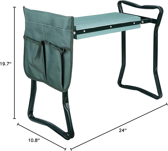 Folding Garden Kneeler Bench Kneeling Soft Eva Pad Seat with Stool Pouch