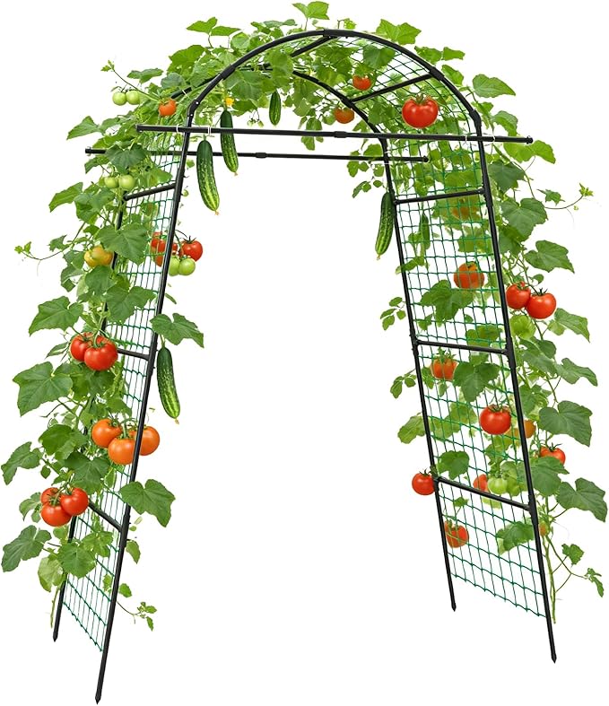 DOEWORKS 86 Inch Tall Garden Arch Trellis for Climbing Plants OutdoorTall Metal Garden Tunnel Trellises Archway for Climbing Vine、Vegetable、Fruit、Flower、Squash ArborsGarden Arches Support Structure