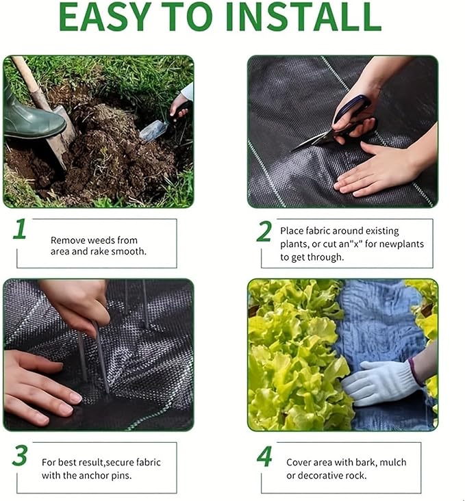 Weed Barrier Fabric Anti-Weed Mesh Geotextile Agricultural Mulch Cloth Greenhouse Weeding Mat Water Permeable(1.0Mx5M)