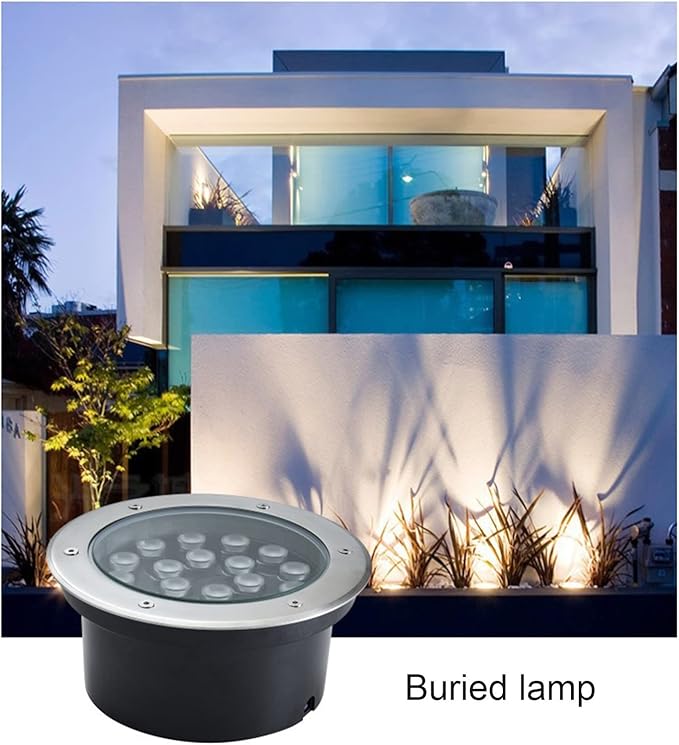 Low Voltage Landscape Lights Outdoor Underground Light AC12/24V Embedded Round Landscape Lamp IP66 Waterproof for Garden Path Piazza Stairs Spotlights(Warm White24W-AC24V)