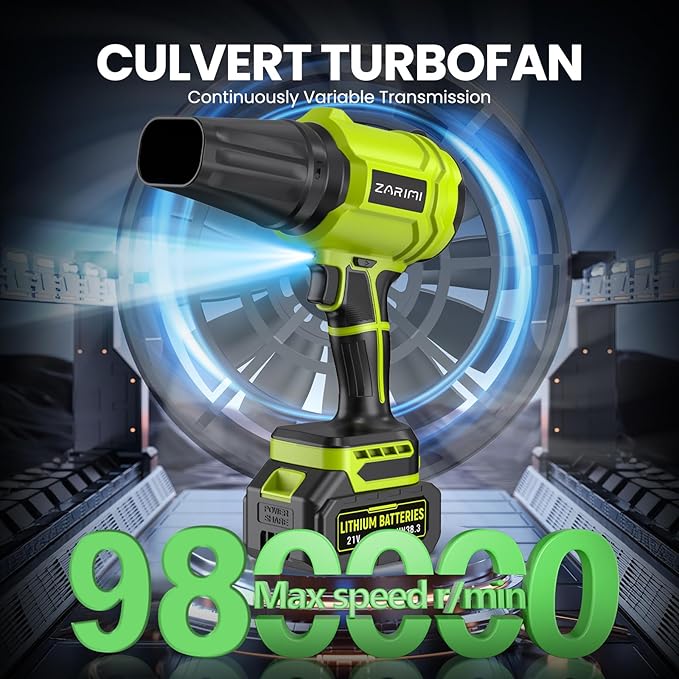 Cordless Leaf Blower 980000 RPM Handheld Leaf Blower with 2 X 4.0Ah Batteries &amp Charger Lightweight Leaf Blowers for Patio Cleaning Lawn Care Leaves Dust - Light Green