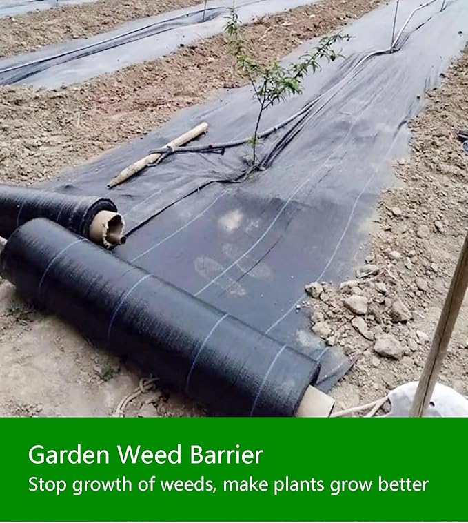 Weed Control Fabric Heavy Duty Weed Barrier Membrane Cut Easily Landscape Ground Cover Weed Barrier Mat for Gravel Artificial Grass Lawn Underlay(1.2 * 100m)