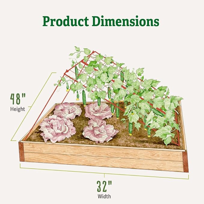 Gardener's Supply Company Cucumber Trellis | Garden Bed Support for Cucumbers &amp Climbing Plants | Outdoor Plant Support w/ 4 Grids for Easy Harvesting | 32 x 48 - Medium (Red)