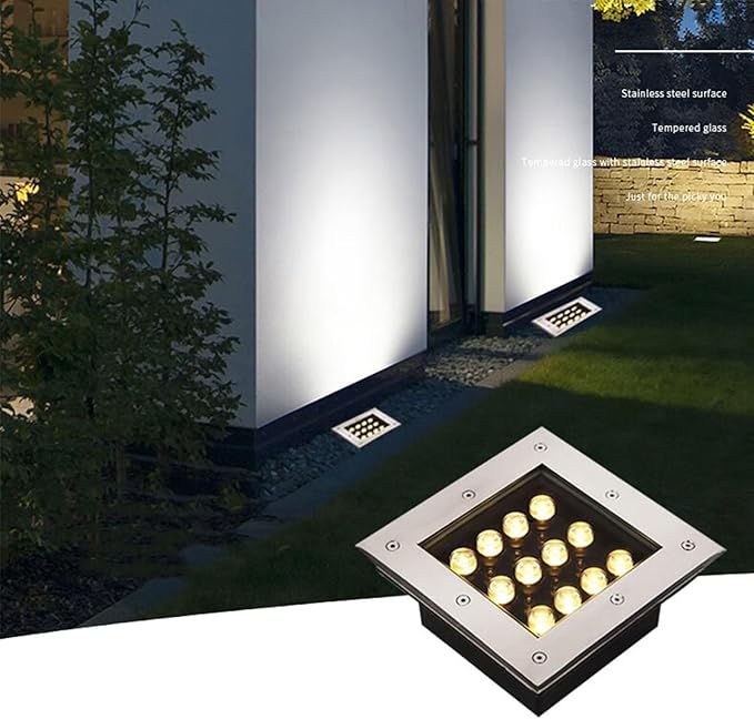 Ground LED Landscape Lights Square Buried Lights AC85-265V LED Spotlights Outdoor Recessed IP66 Waterproof In-Ground Lamp for Driveway Garden Pathway Patio Deck Landscape Lamp(Purple9w)