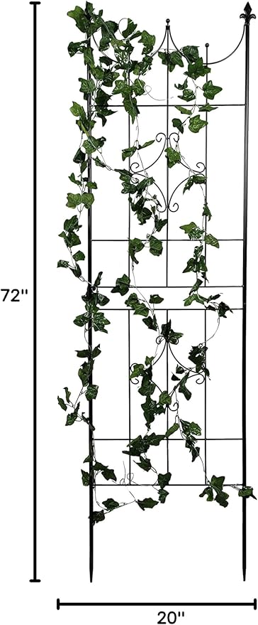 OUTOUR Larger Garden Trellis Plant Support Wire Lattice Grid Panel Stake Fence 70x20 for Climbing Plants Potted Vines Vegetables Vining Flowers Ivy Roses Clematis Lawn Backyard Patio Black